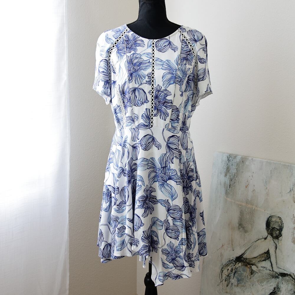 Stylestalker floral short sleeve layered Mini Dress size L